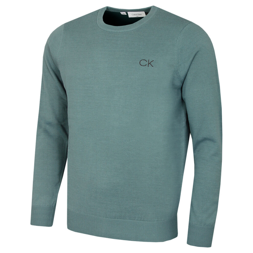 Calvin Klein (Xxl, Sage) Mens 2026 Durable Comfort Crew Neck Tour Golf Sweater Green