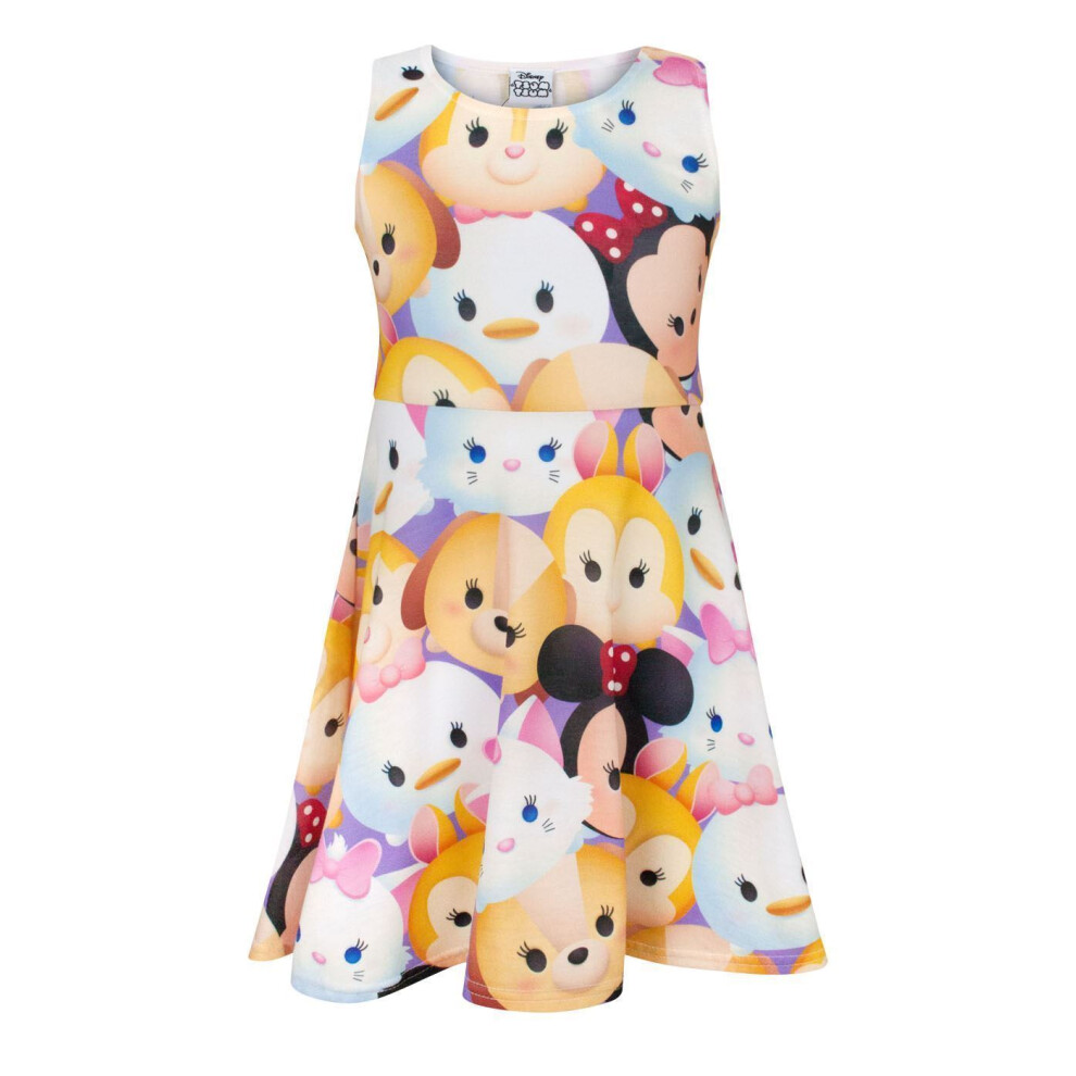 Disney (9-10 Years) Tsum Tsum Short Sleeve Skater Dress (Girls ) White