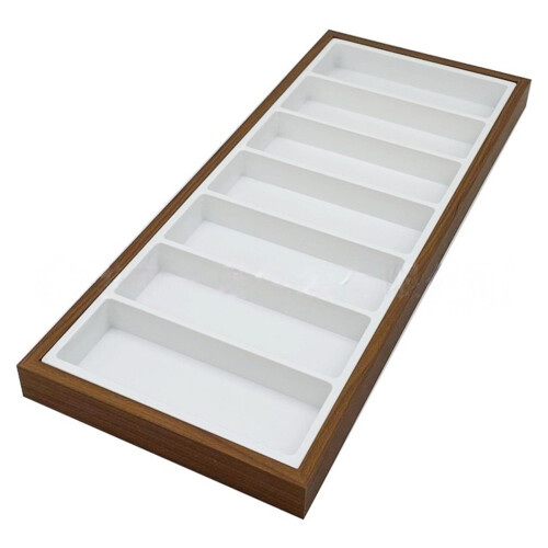 Sturdy Wood Multiple Pair Sunglass Holder Showcases 7-White