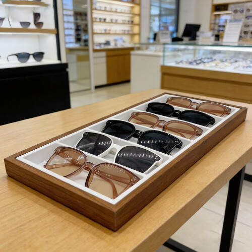 Sturdy Wood Multiple Pair Sunglass Holder Showcases 7-White 1
