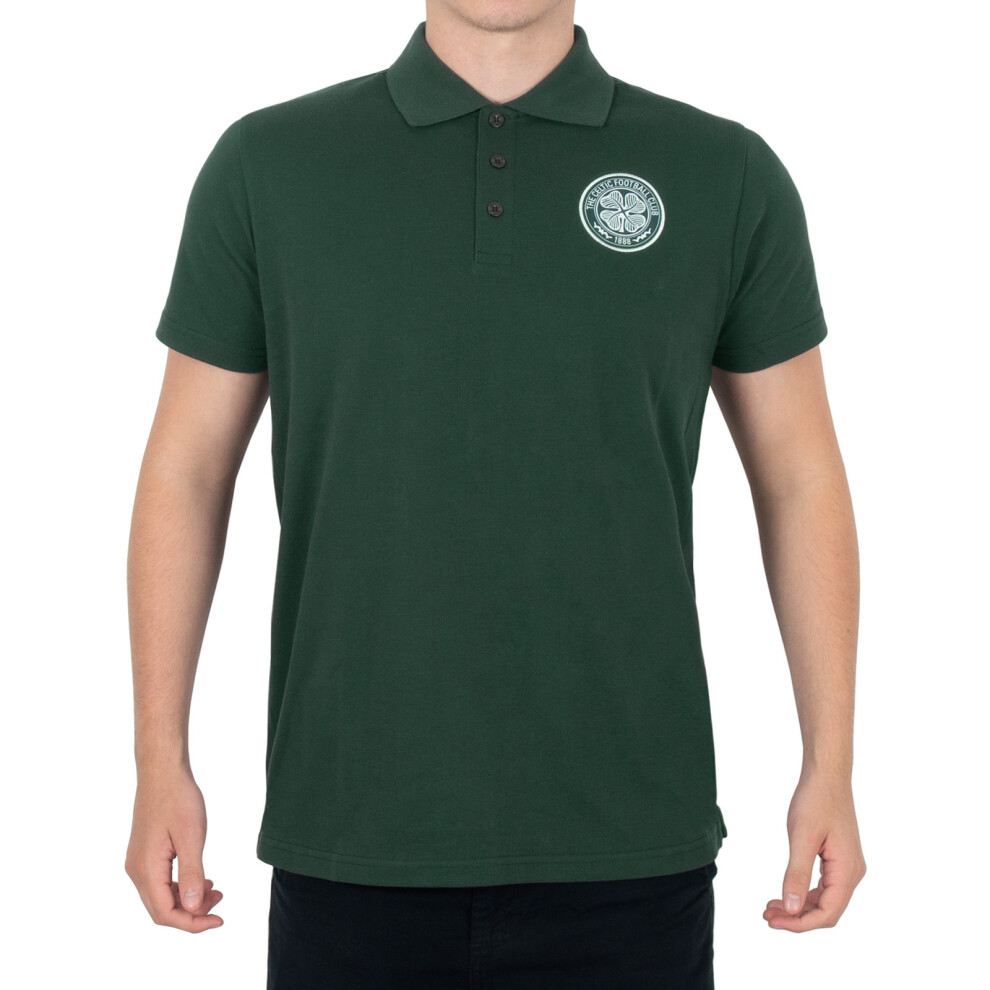 Celtic Fc Official Football Gift Mens Single Crest Polo Shirt Xl Green