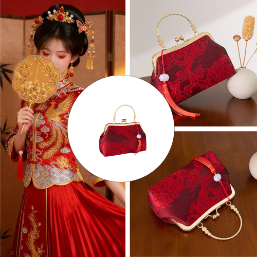 Retro Shoulder Bag with Chain Strap Messenger-Red with tassels 2