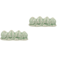2Pièces Support Brosse Peinture Vert Céramique Élégant Décor Bureau