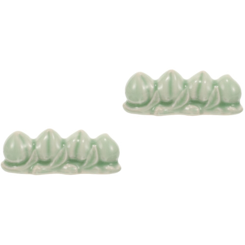 2Pièces Support Brosse Peinture Vert Céramique Élégant Décor Bureau