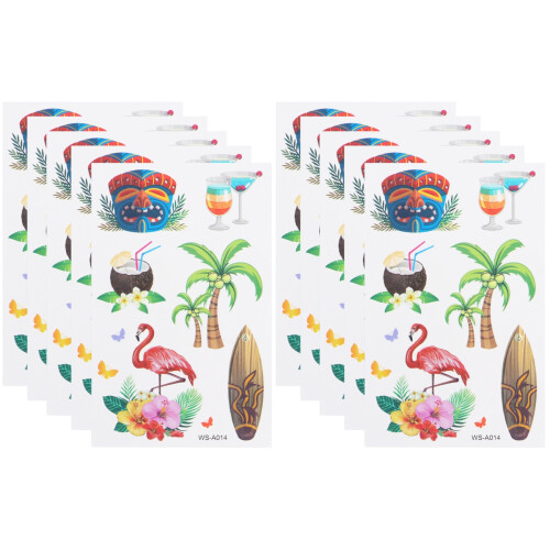 20Sheets Multi Hawaiian Temporary Cartoon Stickers Sweat-Resistant