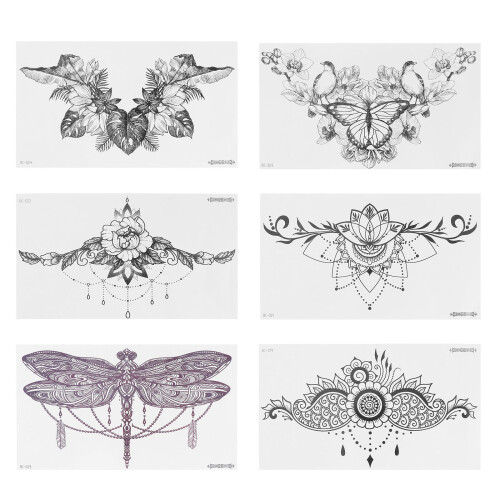 18Sheets White Underboob and Belly Temporary Waterproof Body Tattoos