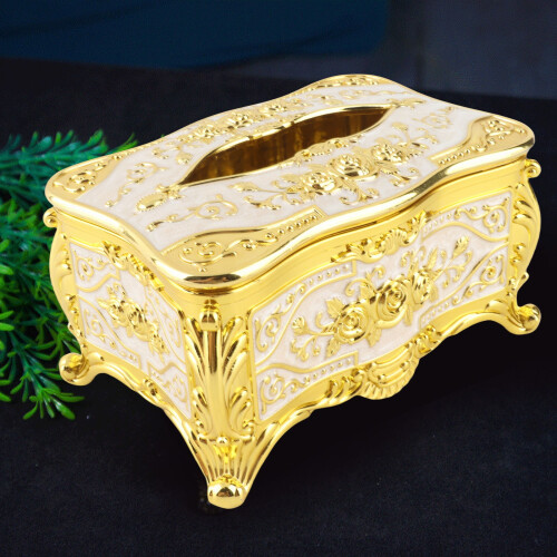 White Gold Rose Tissue Box for Home