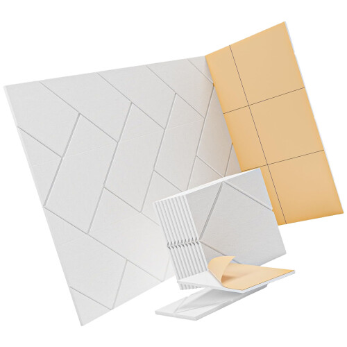 12Pcs Angled Square Noise Canceling Brick Panels Sound-White