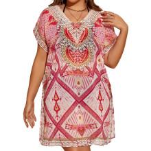 Robe de plage rétro bohème pour femmes, légère, coupe-Rose