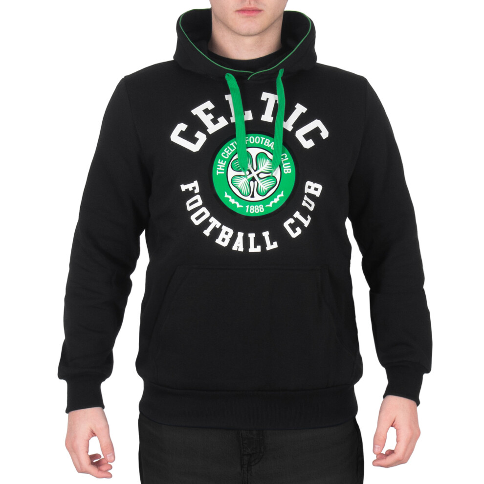 Celtic Fc Official Football Gift Mens Fleece Hoody Crest Medium Black
