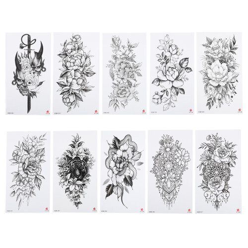 30Sheets Black Full Sleeve Arm Tattoos Waterproof Temporary Stickers