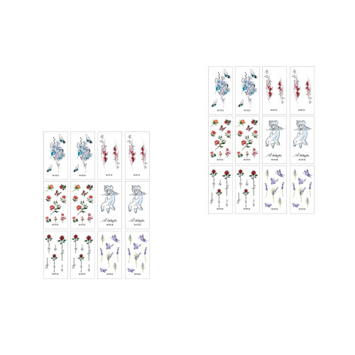 24Pcs Temporary Tattoos Decals Waterproof Body Stickers Set