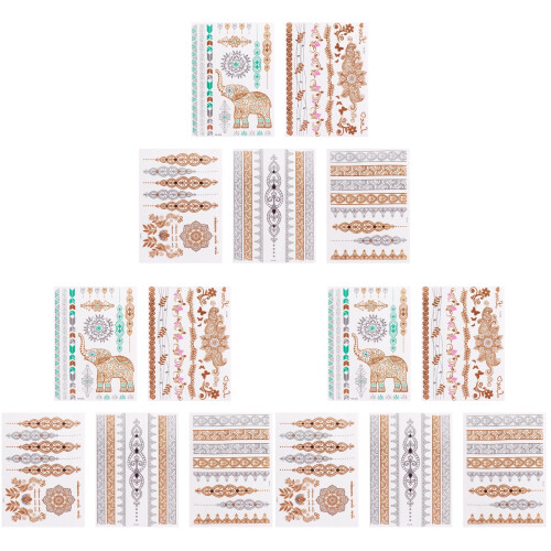 15Sheets Creative Elephant Stickers Gold Disposable Body Decals