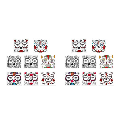 16Pcs Halloween Face Tattoos Stickers Assorted Colors Temporary Makeup