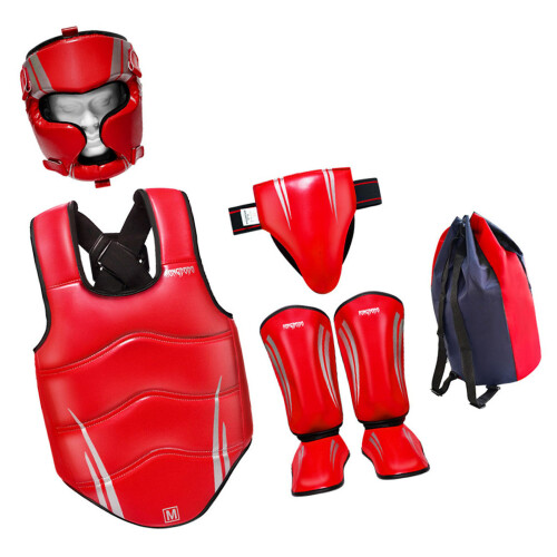 Premium PU Leather Art Protective Gear Set-Red five piece set M