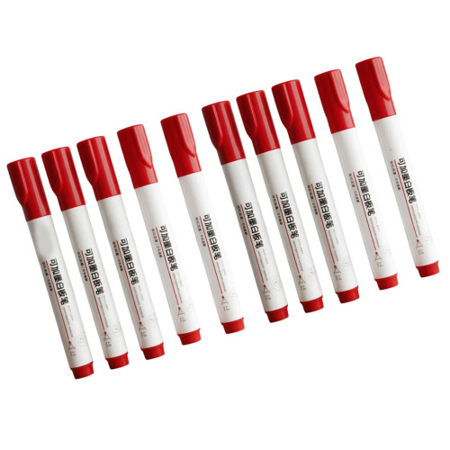 10 Stück löschbare Whiteboard-Marker mit runder, breiter-Rot
