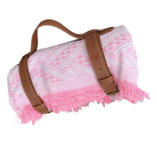 Large 180x130cm Outdoor Blanket highlighting Leather-white pink
