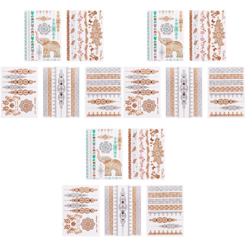 15Sheets Creative Elephant Stickers Gold Disposable Body Decals 1