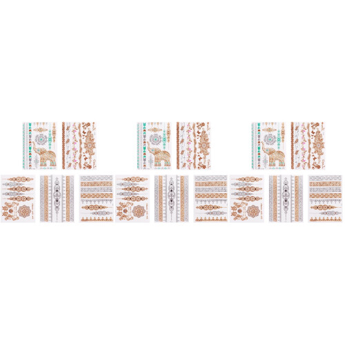 15Sheets Creative Elephant Stickers Gold Disposable Body Decals 2