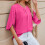 Solid color round neck five-quarter sleeve short-Black XL 2