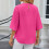 Solid color round neck five-quarter sleeve short-Brbie powder M 3