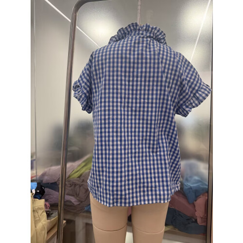 Womens Ruffle V Neck Button Down Blouse Casual Long-Gray L 2