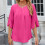 Solid color round neck five-quarter sleeve short-light blue S 6