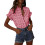Womens Ruffle V Neck Button Down Blouse Casual Long-Gray L 7