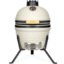 Kamado Grill Smoker - DOC330 - Keramik - Beige/Schwarz - Rund - Ø27cm - LIVOO