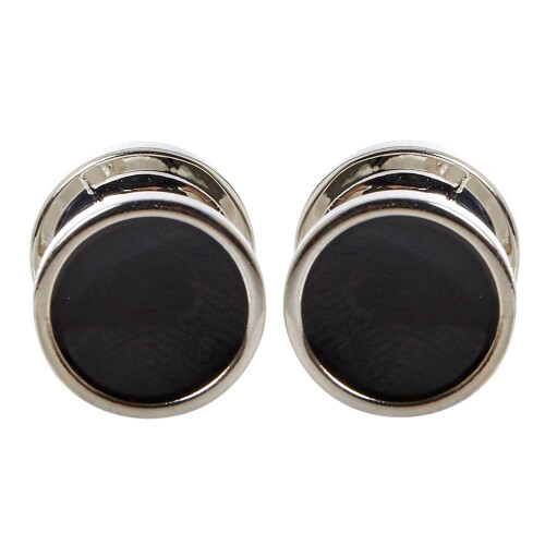 (One Size, Black) Hugo Mens Polished Round Formal Cufflinks