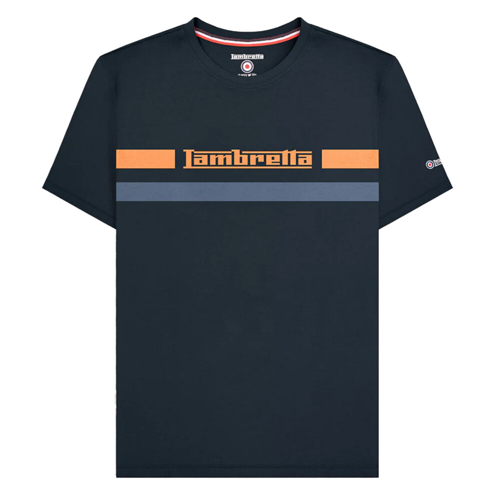 Lambretta (M, Navy) Mens Chest Stripe T-Shirt