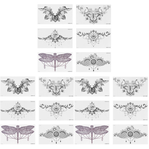 18Sheets White Underboob and Belly Temporary Waterproof Body Tattoos 1