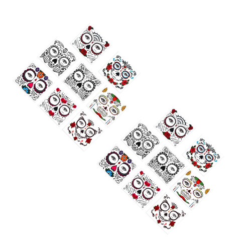 16Pcs Halloween Face Tattoos Stickers Assorted Colors Temporary Makeup 1