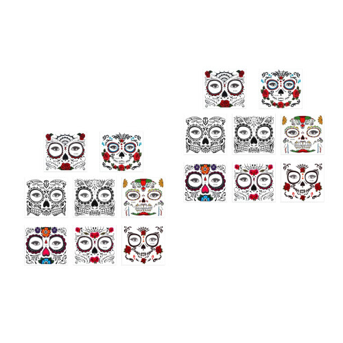 16Pcs Halloween Face Tattoos Stickers Assorted Colors Temporary Makeup 2
