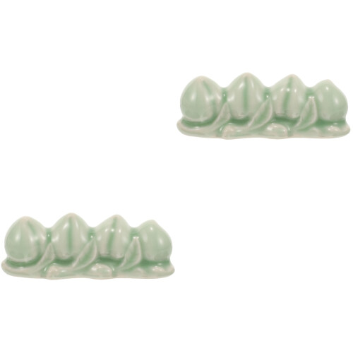 2Pièces Support Brosse Peinture Vert Céramique Élégant Décor Bureau 2