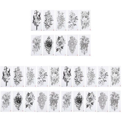 30Sheets Black Full Sleeve Arm Tattoos Waterproof Temporary Stickers 1