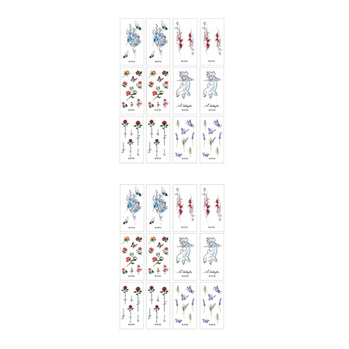 24Pcs Temporary Tattoos Decals Waterproof Body Stickers Set 2