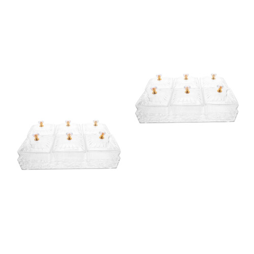 2Pcs Transparent Divided Snack Tray Multicompartment Pet Pc for Home 2