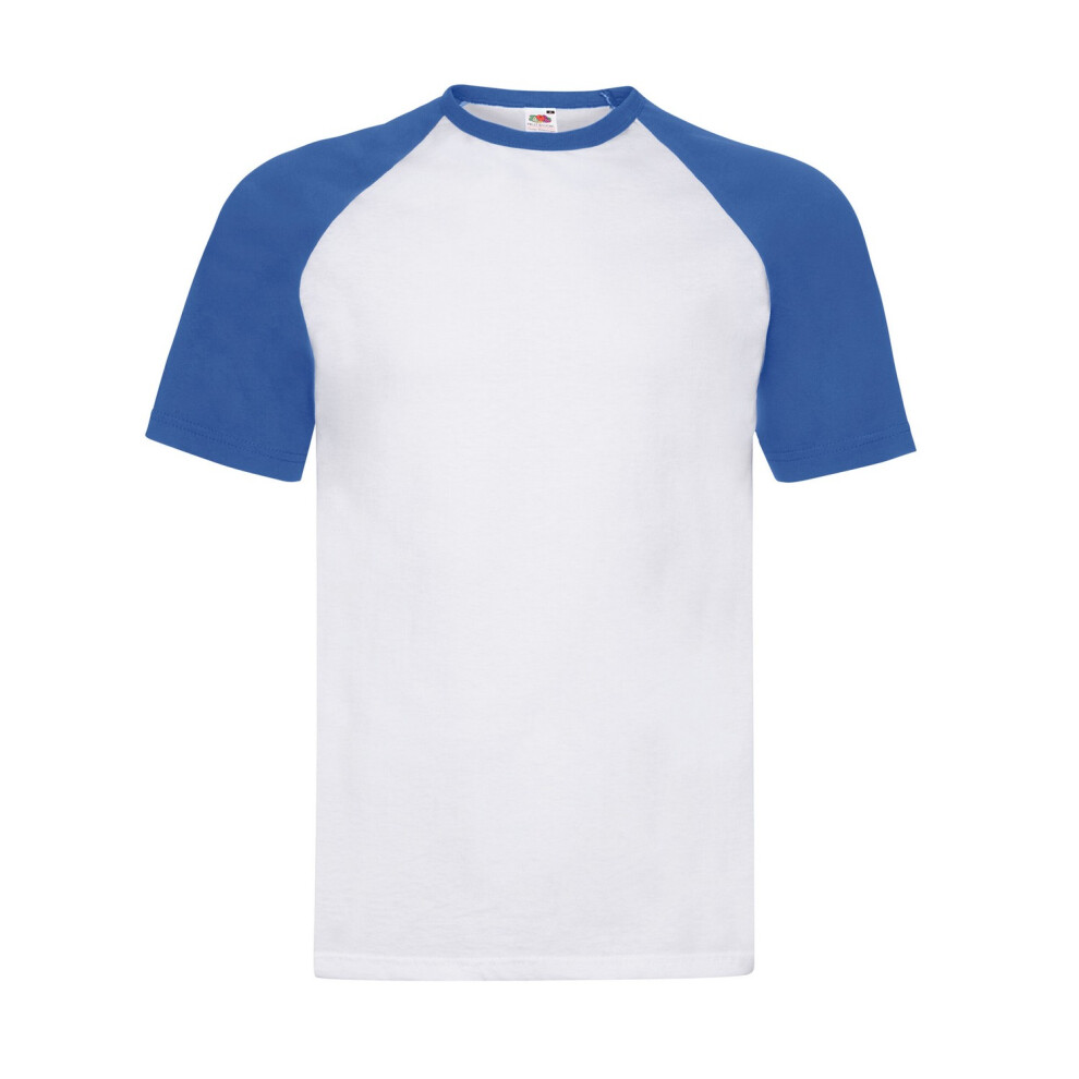 Fruit Of The Loom (Xl, White/Royal ) Unisex Adult Contrast Panel Baseball T-Shirt Blue