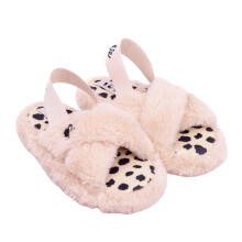 (11 UK Child, Pink) Barbie Girls Faux Fur Slip-on Slippers