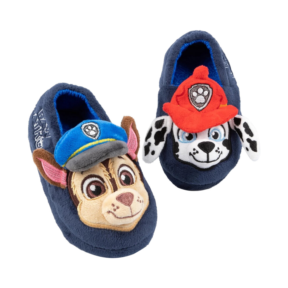 Paw Patrol (12 Uk Child, Blue) Childrens/Kids Chase & Marshall 3D Ears Slippers