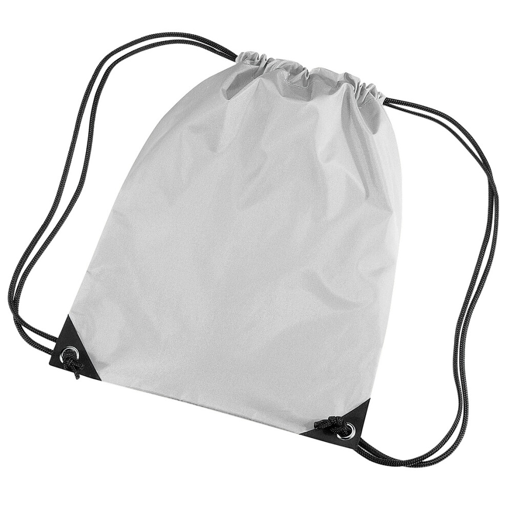 Bagbase (One Size, Silver Grey) Premium Gymsac Water Resistant Bag (11 Litres) (Pack Of 2) Silver,Grey