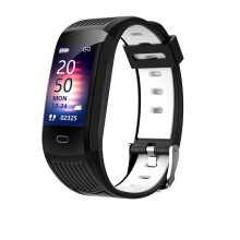 (Black White) Smart Watches Waterproof Sports Fitness Tracker Smartwatch Heart Rate Monitor Music Control For Android IOS