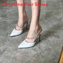 (Beige 9CM,38)Escarpins stiletto élégants pour femmes avec décorations diamant d'eau bout pointu utilisation quotidienne