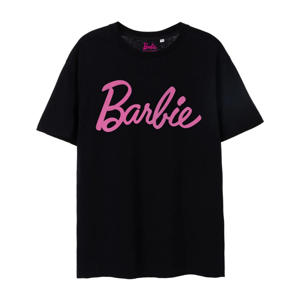 Barbie (M, ) Womens/Ladies Classic Logo Short-Sleeved T-Shirt Black