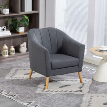 WestWood Modern Tub Chair, Upholstered Arm Chair Comfy Single Sofa Grey
