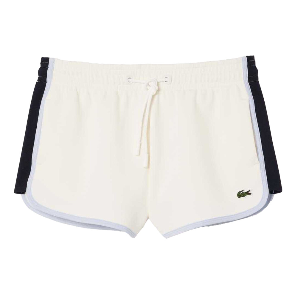 Lacoste (14 Uk, ) Womens/Ladies Pique Contrast Panel Shorts Cream