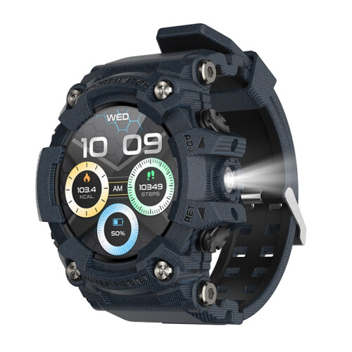 (Blue) Smartwatch Bluetooth Talking  Compass air pressure Multi Sport Smart watch for ios Android