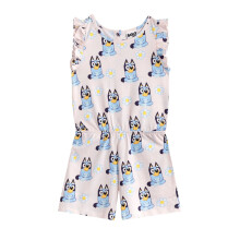 (4-5 Years, Pink) Bluey Girls Flowers All-Over Print Sleeveless Playsuit