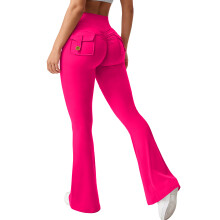 Women's Cargo Pants High Waist Fashion Flared-rose red M